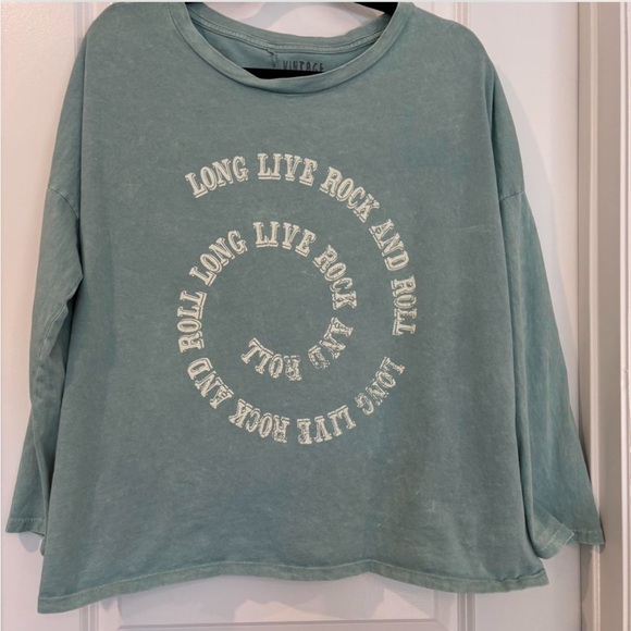 Canvas Vintage Tops - Vintage Blue Boxy 3/4 Sleeve Sweatshirt